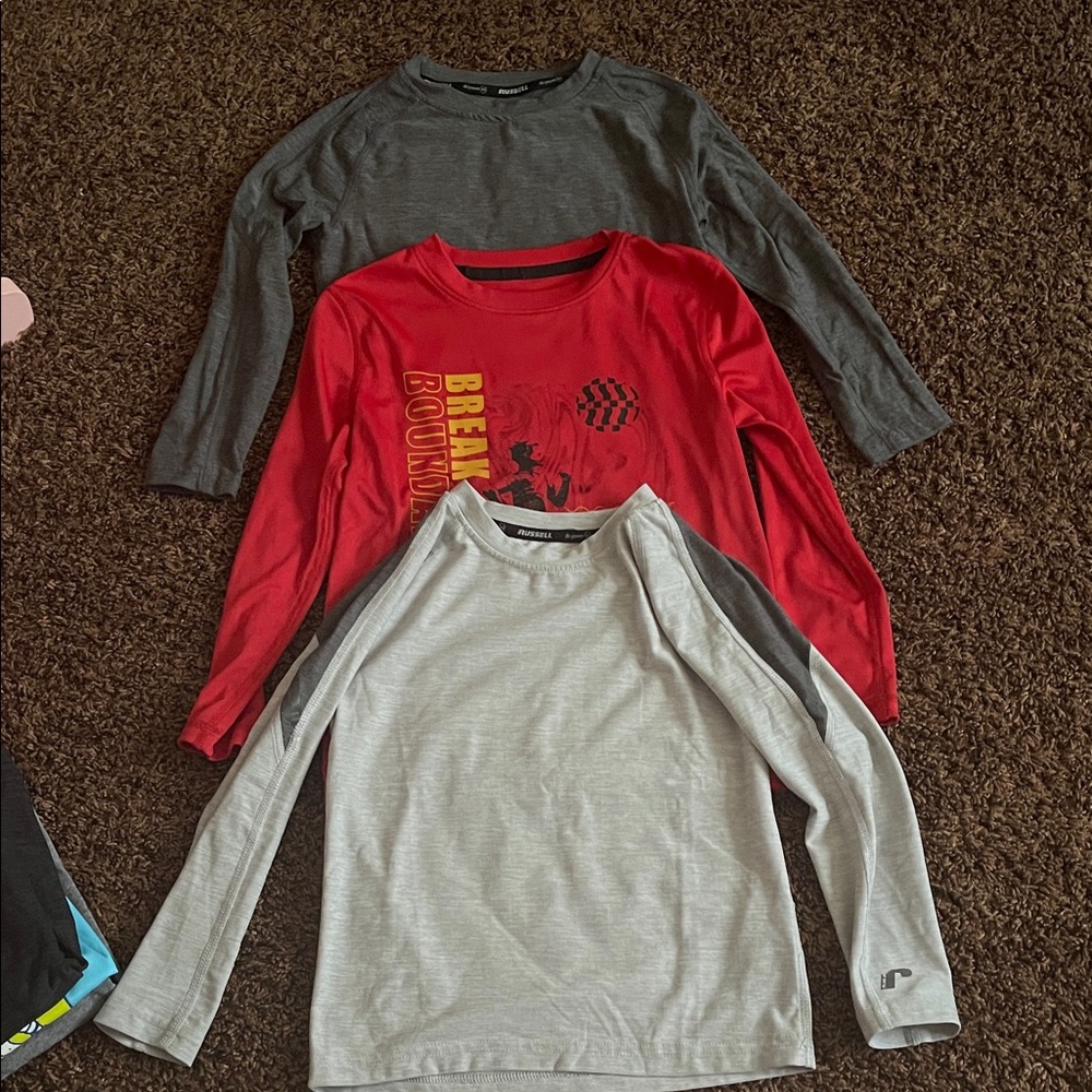 Kids Long Sleeve Shirt Set - Gray, Red, and Light Gray